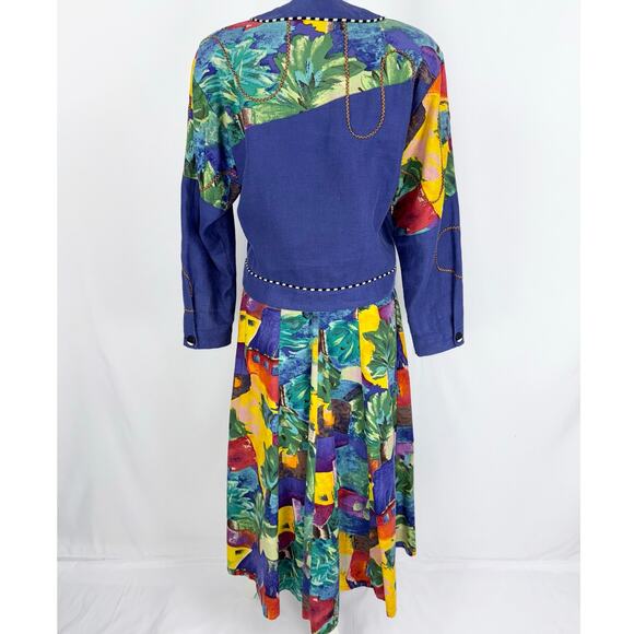 Canvasbacks Women's Vintage Artsy 80s Mixed Media Dress Jacket Set Small XS - Picture 8 of 16